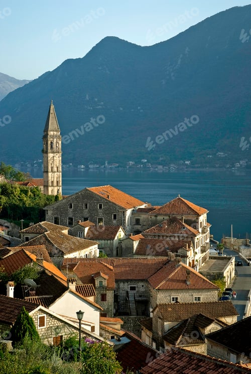 Preview: views of perast on kotor bay, montenegro