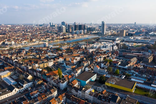 Preview: Brussels, Laeken, Belgium, April 8, 2020: Aerial view of Laeken