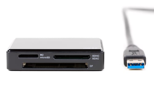 Preview: USB 3.0 Card reader with CF and SD (micro SD) card, isolated on