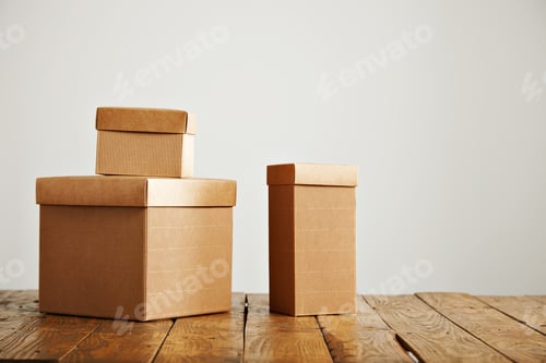 Preview: Mockups of blank brown corrugated cardboard boxes