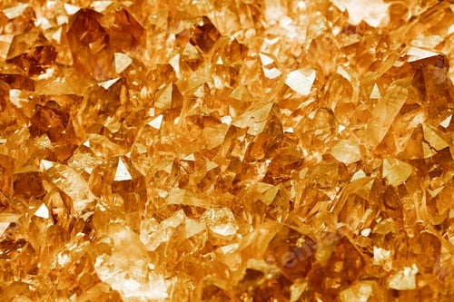 Preview: Cluster of golden quartz mineral crystals