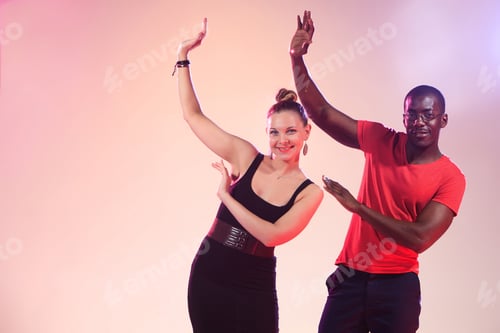 Preview: The Young Cool Black Man And White Woman Is Dancing