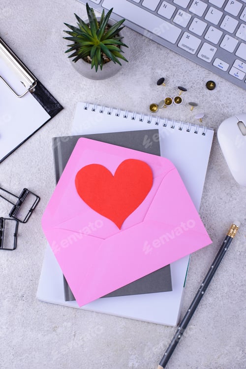Preview: Valentine day concept in office desk