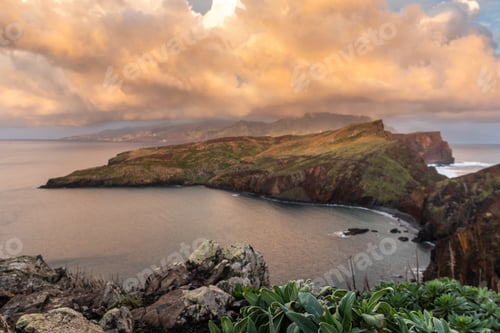 Preview: Beautiful hiking trial on Sao Lourenco in Madeira, Portugal at sunrise.