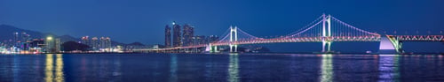 Preview: Gwangan Bridge and skyscrapers in the night. Busan, South Korea
