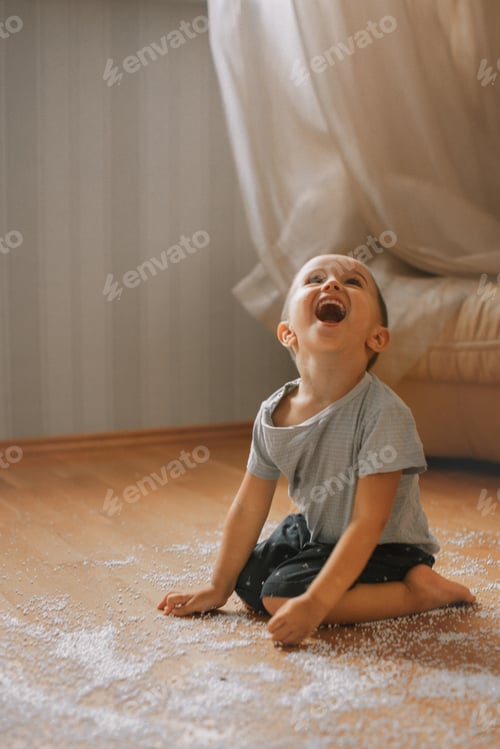 Preview: emotions. little boy 2-3 years old rejoices and laughs