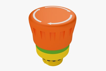 Preview: Orange Emergency Stop Button with Arrows