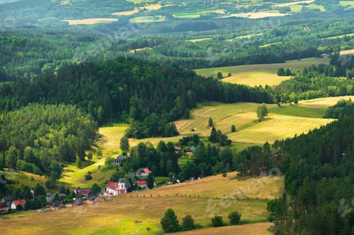 Preview: View from mountain to Jetrichovice, Bohemian Switzerland, Czech Republic