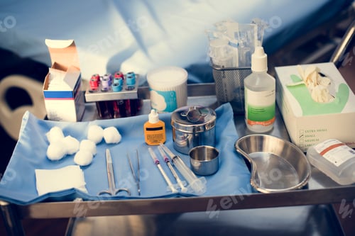 Preview: Sterile Medical Supplies Laid Out on Surgical Tray