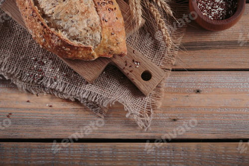 Preview: Fresh baked whole grain bread with flax seeds