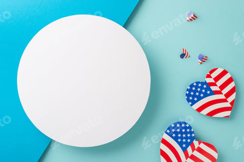 Preview: Labor Day USA festive well wishes. Overhead perspective of embellishments