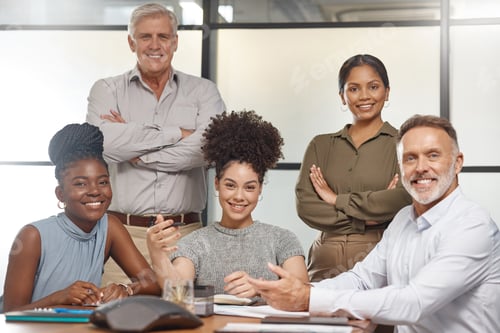Preview: A happy team makes for a great team. Shot of a group of businesspeople in a meeting at work.