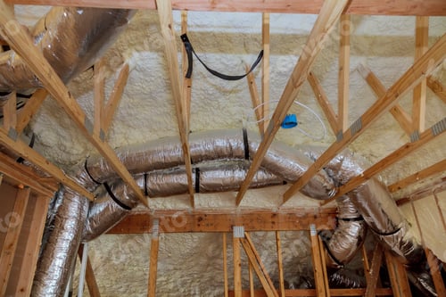 Preview: Insulation of attic with fiberglass cold barrier and insulation material insulation attic heating