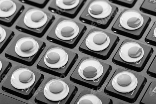 Preview: Close Up Keyboard With Eyes Instead Of Buttons