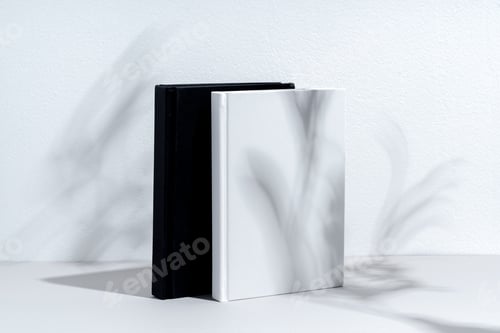 Preview: Black and white hardcover notepads on gray background