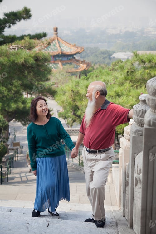 Preview: Old Couple Walking In Jing Shan Park