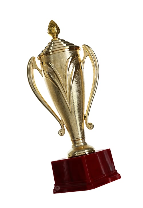 Preview: Shiny gold cup on white background. Winner's trophy