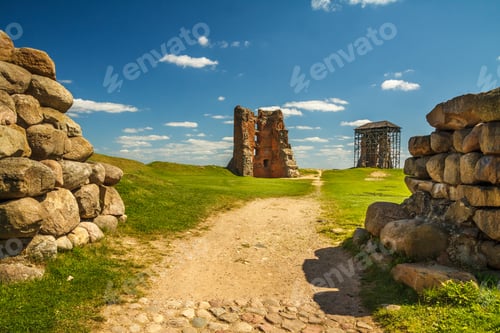 Preview: Broken Gate to ruins of an ancient medieval abandoned knight castle of the Grand Duchy