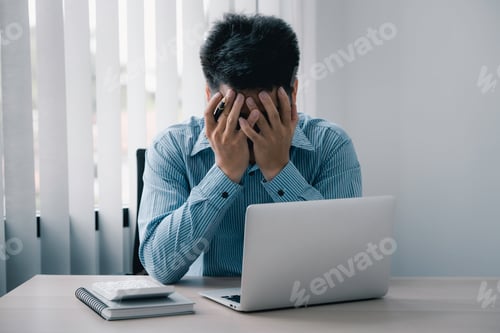 Preview: Stressed young businessman, Desperate businessman, trying to find a solution to his problem, Unhappy