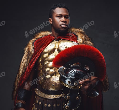 Preview: Antique roman legionary with helmet of african ethnic