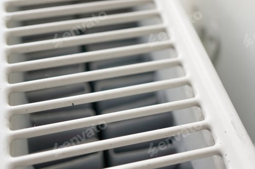 Preview: Close up shot of a white heating radiator