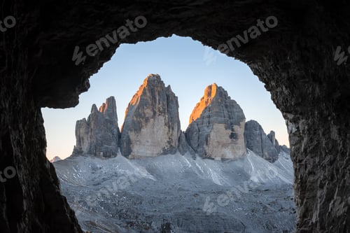 Preview: Tre Cime Di Lavaredo peaks in incredible orange sunset light