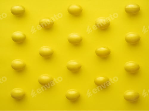 Preview: Pattern Of Chicken Eggs In Line Against Yellow Background