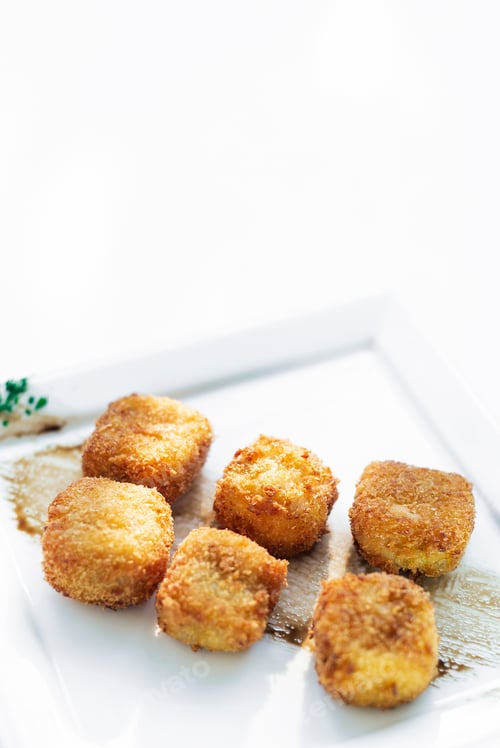Preview: fried mashed potato square croquettes simple vegetarian side dish