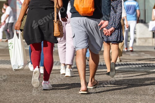 Preview: People crossing the street. Walking in the city. Rush hour