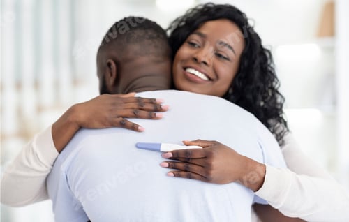 Preview: Couple Happy About Pregnancy Test Result, Hugging Each Other