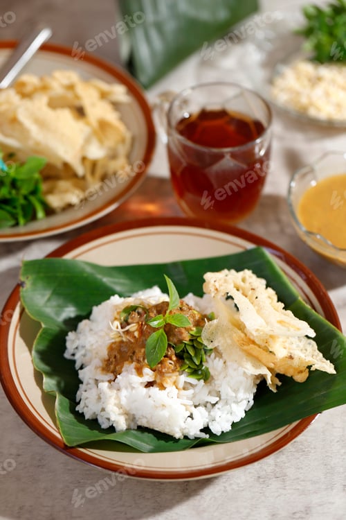 Preview: Nasi Sambel Tumpang or Sego Tumpang, Traditional Dish from Kediri, East Java.