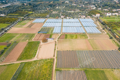 Preview: Aerial view polycarbonate tents for agricultural greenhouses