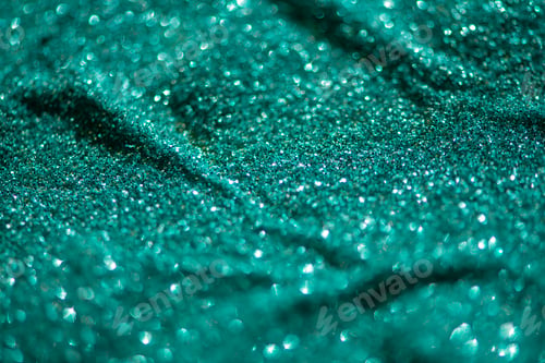 Preview: Abstract glitter lights bokeh background in aqua green and silver color tones
