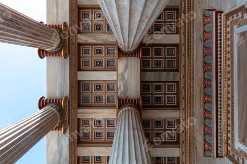 Preview: Athens Academy entrance ceiling under view. Greece