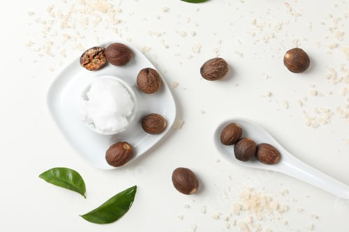 Preview: Concept of skin care cosmetics, Shea butter, top view