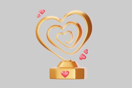 Preview: Golden heart award with pink hearts