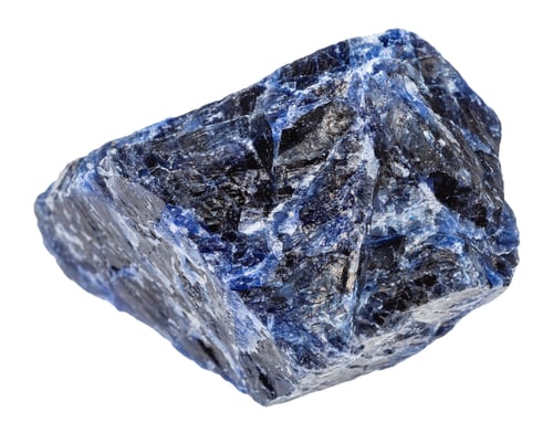 Preview: rough Sodalite gemstone isolated on white