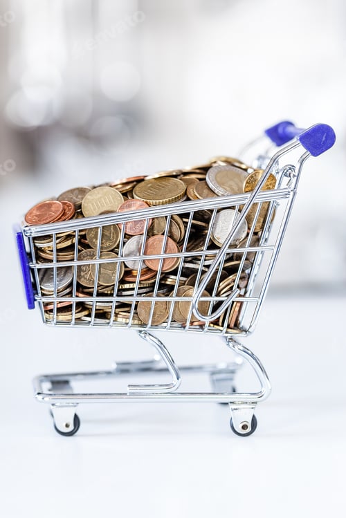 Preview: Shopping trolley with small coins