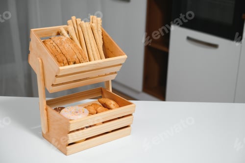 Preview: Craft wooden plate for storing bread or vegetables in the kitchen