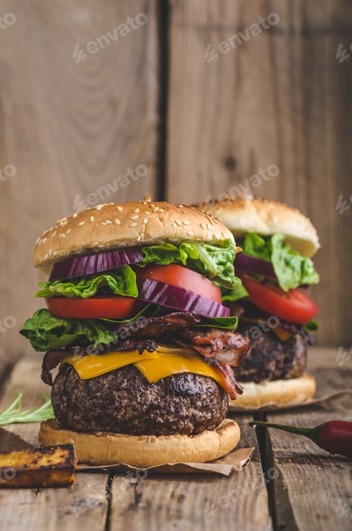 Preview: Beef burger rustic style