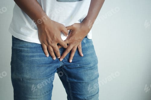 Preview: the concept of prostate and bladder problem, crotch pain of a young person