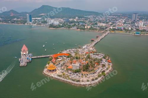 Preview: Golden Chedi, Koh Loi Temple, Sunset, Chonburi Province, Asia, Thailand
