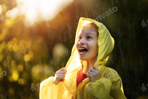 Preview: girl in the rain on an autumn walk
