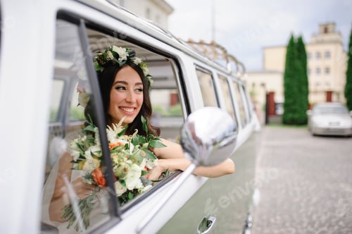 Preview: Bride driving a retro bus.