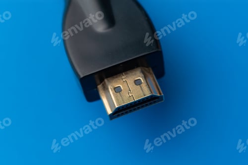 Preview: macro shot of the HDMI video cable on a color backgrounds