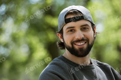 Preview: portrait of smiling man on blurred background
