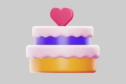 Vista previa: Tarta de varias capas con un corazón en la parte superior