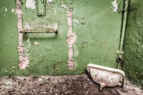 Preview: The abandoned room with sink and pipes