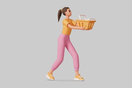 Preview: A woman carrying a basket.