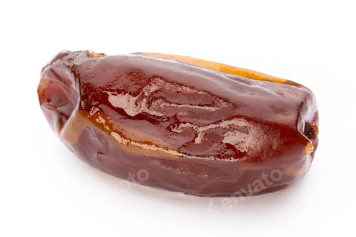 Preview: Dry dates isolated on white background. Top view. Flat lay pattern.